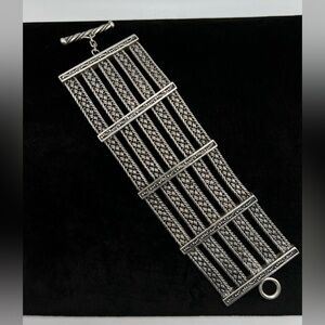 Lois Hill 925 Sterling Silver Wide Woven Cuff 102g